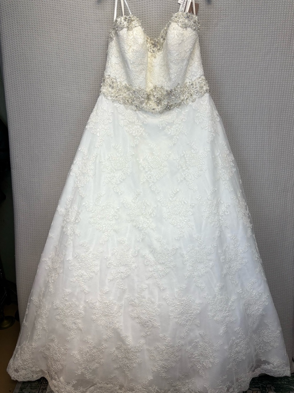NWT Mori Lee Model 1913 A-Line Wedding Dress Sz 20- Ivory Silver Beading Lace